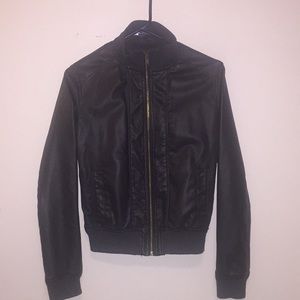 Faux leather bomber jacket